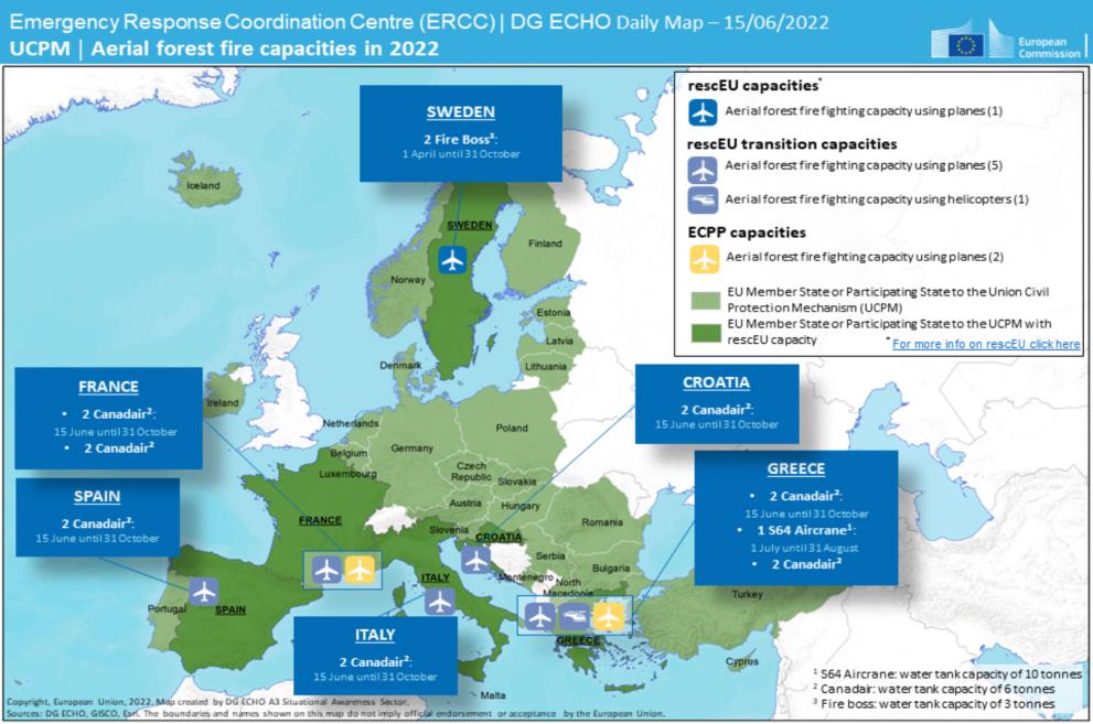 UCPM - Aerial forest fire capacities in 2022