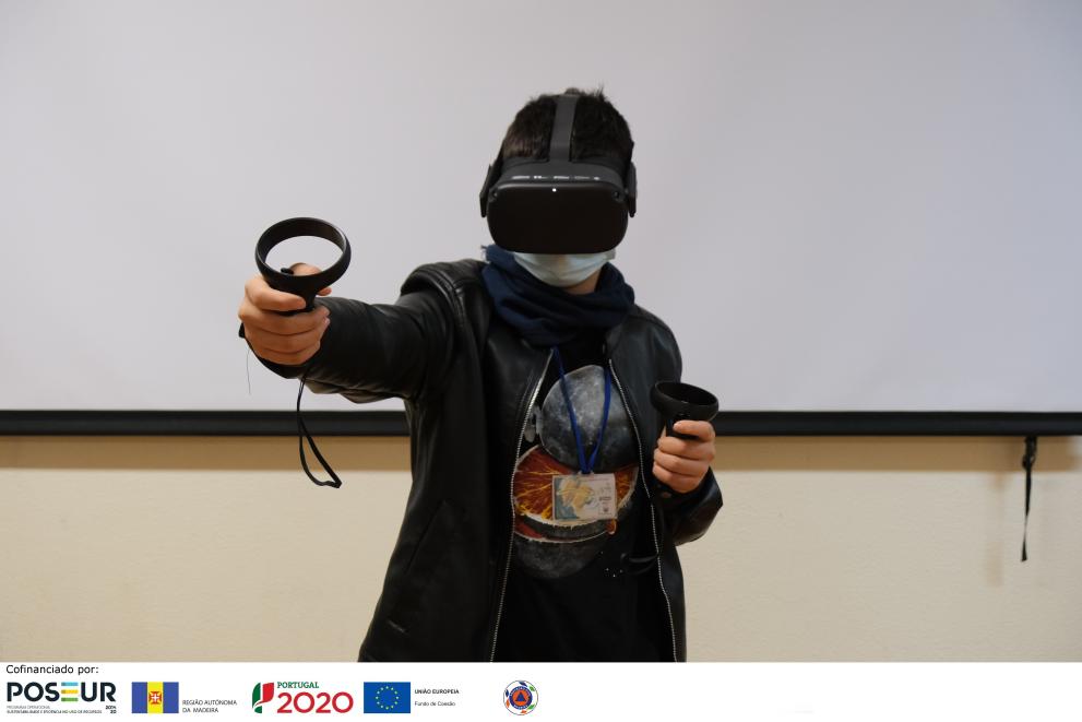 Student with VR goggles