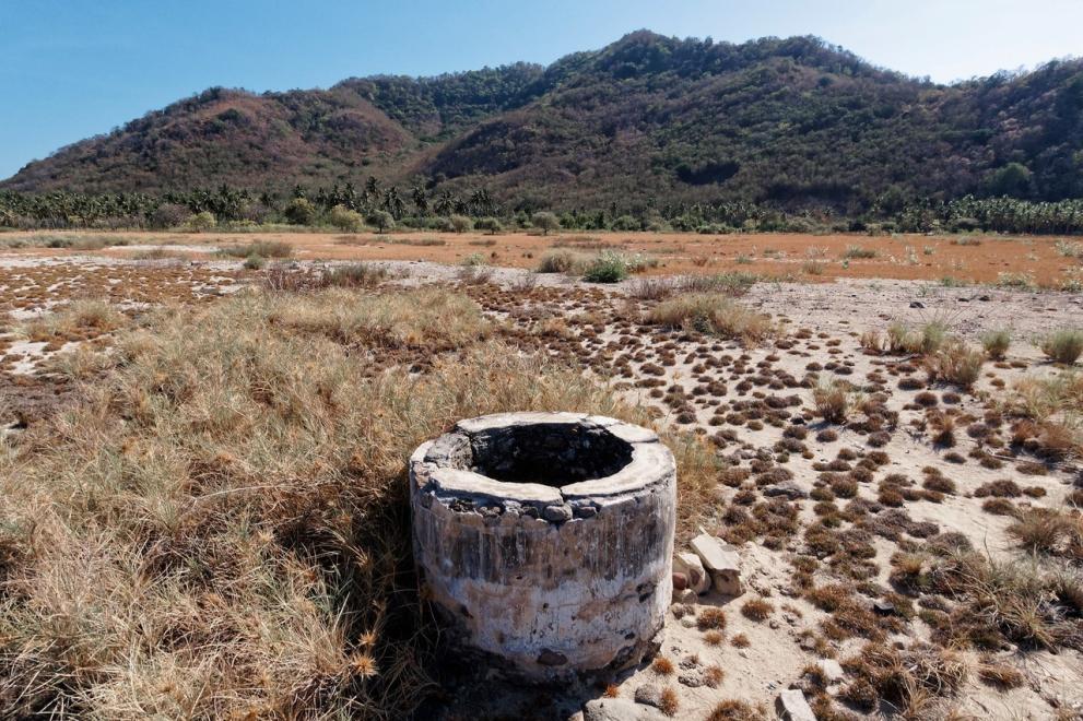 Well destroyed by a tsunami