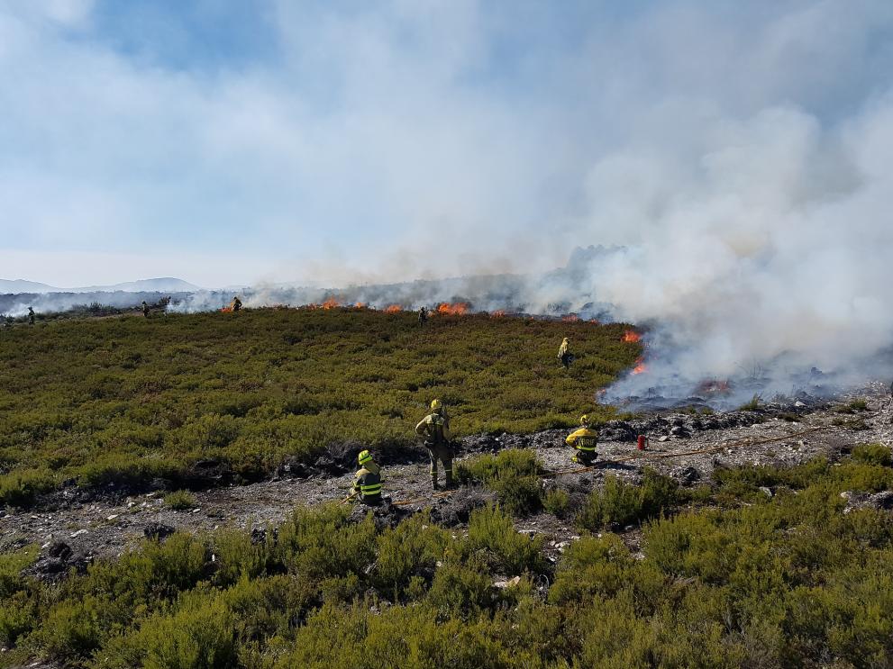 A burn exercise by the Spanish reinforcement brigade for forest fires