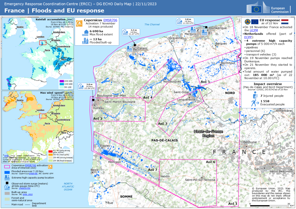 Daily Map France floods situation map UCP Knowledge Network