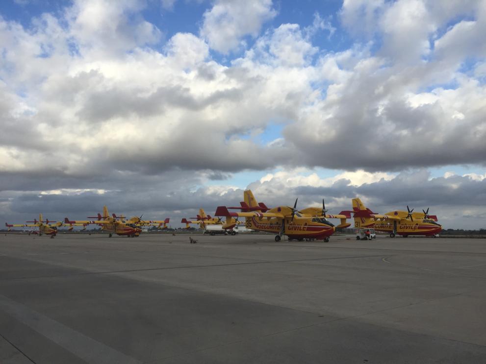 Canadair firefighting planes during ground firefighting assistance to Greece