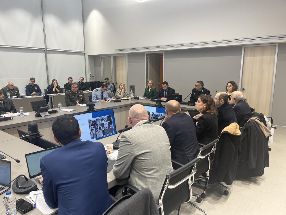 Civil protection practitioners and policy makers during one of the sessions of the Wildfire Peer Review in Greece.