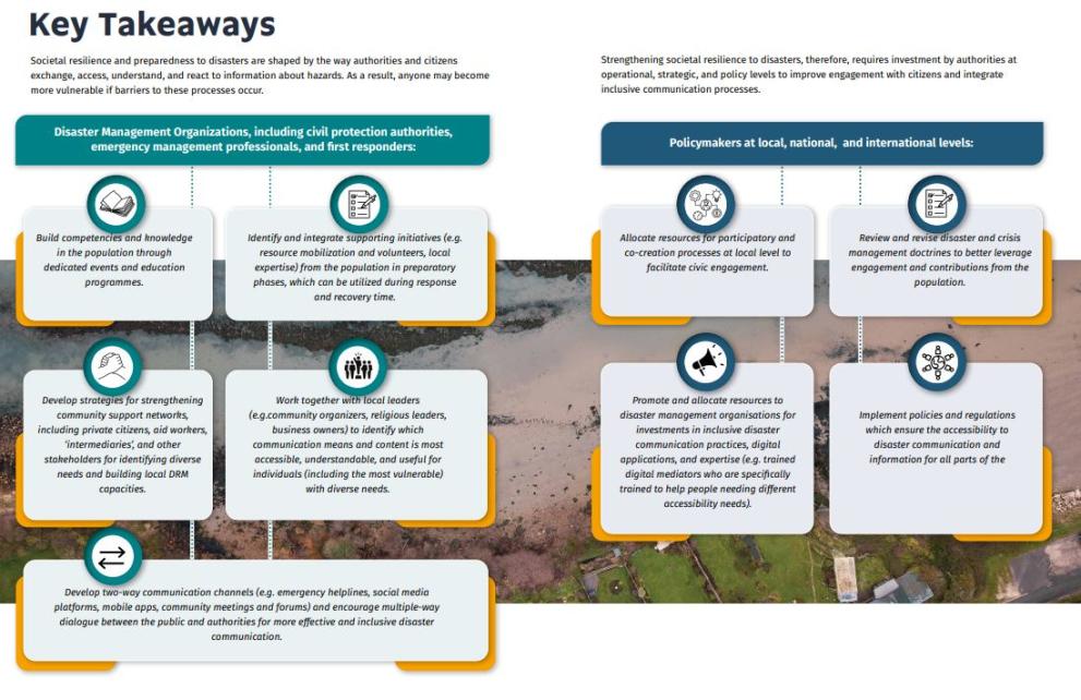 Key takeaways of the Societal Resilience Cluster policy brief in a textual format