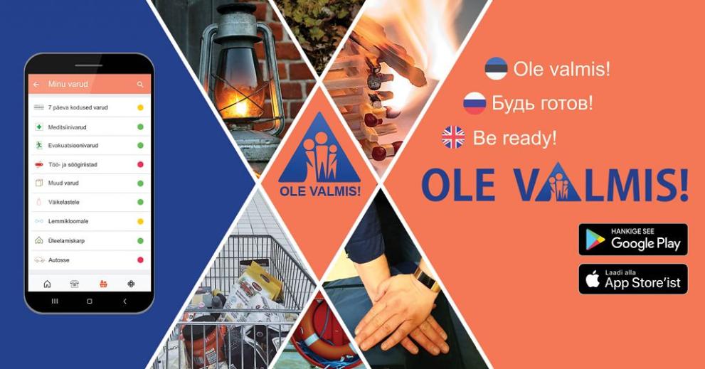 Advertisement for a smart phone application with a headline "Ole Valmis!".