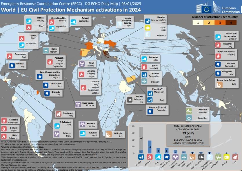 World-eu-civil-protection-mechanism-activations-2024 map.