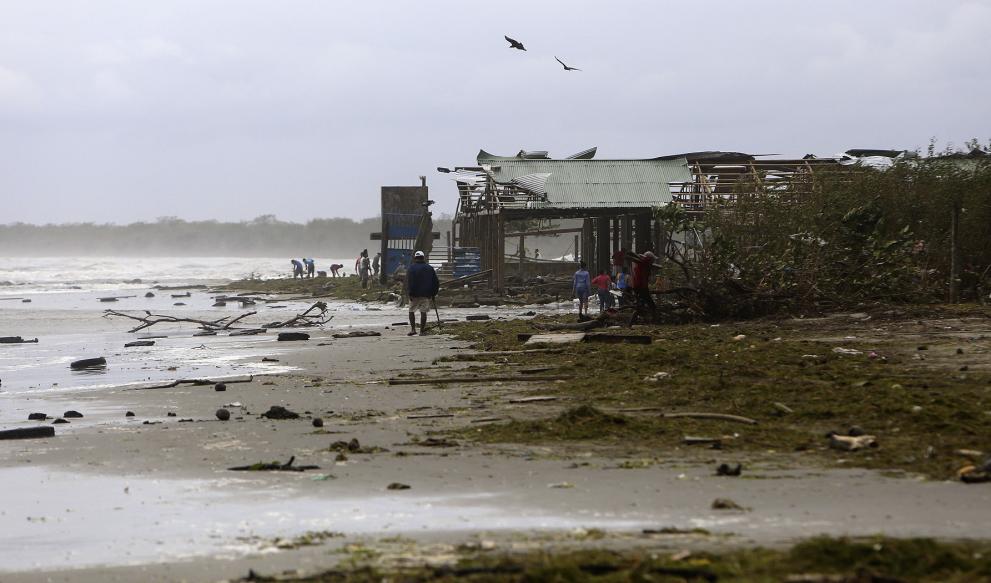 Cabin in the beach after a hurricane.