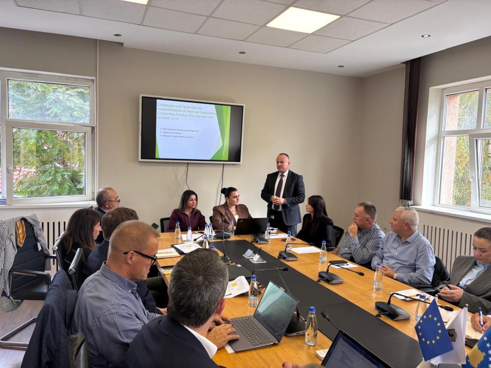 Participants of the last Peer Review Workshop in Kosovo around a table.