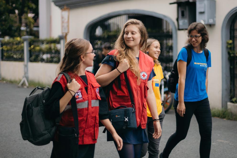 Estonian Red Cross volunteers after work.