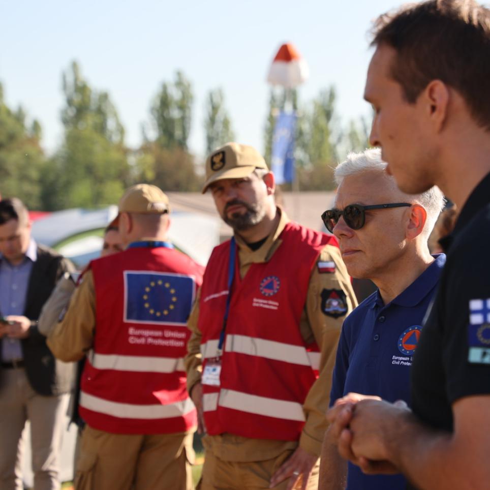 Director-General Maciej Popowski visits the exercise © KG PSP, 2023.