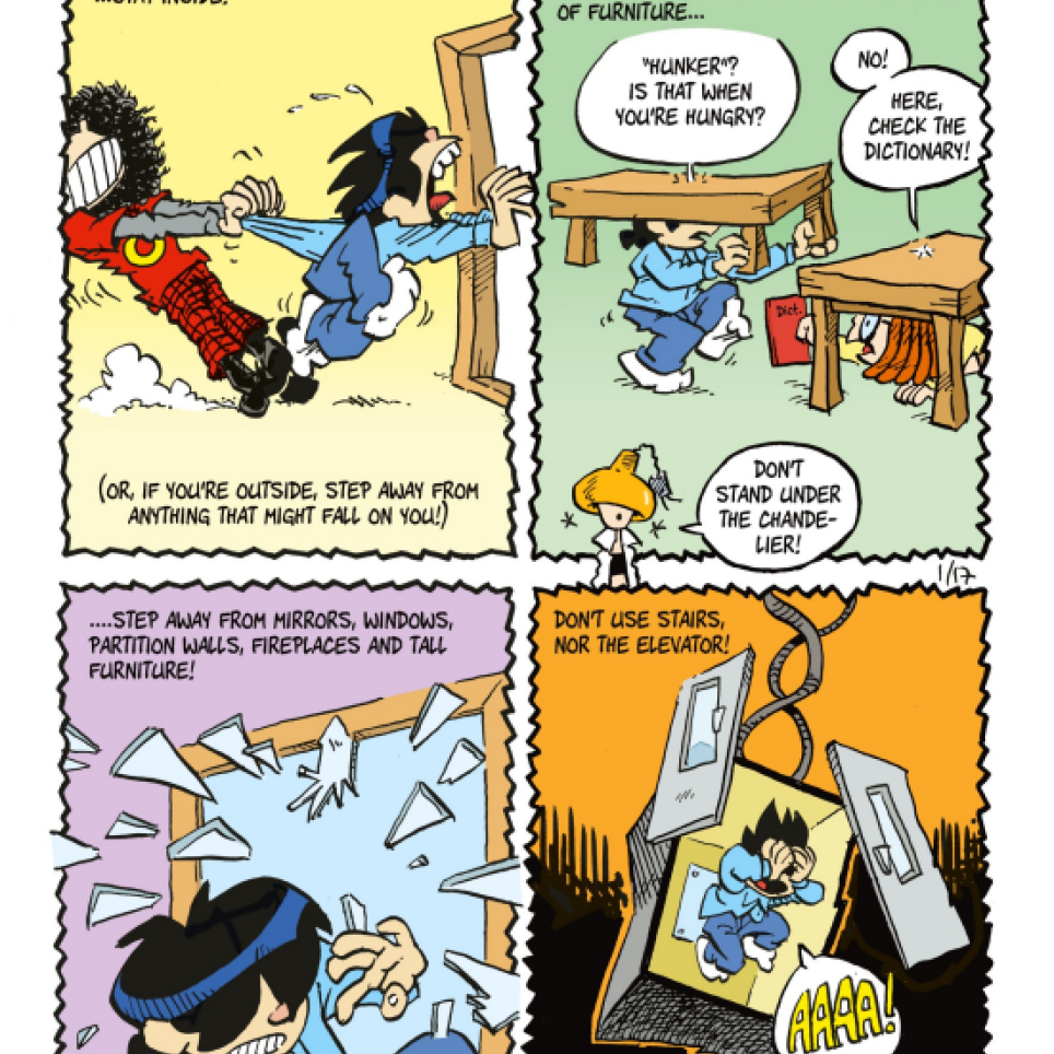 Guidelines for children during earthquakes.