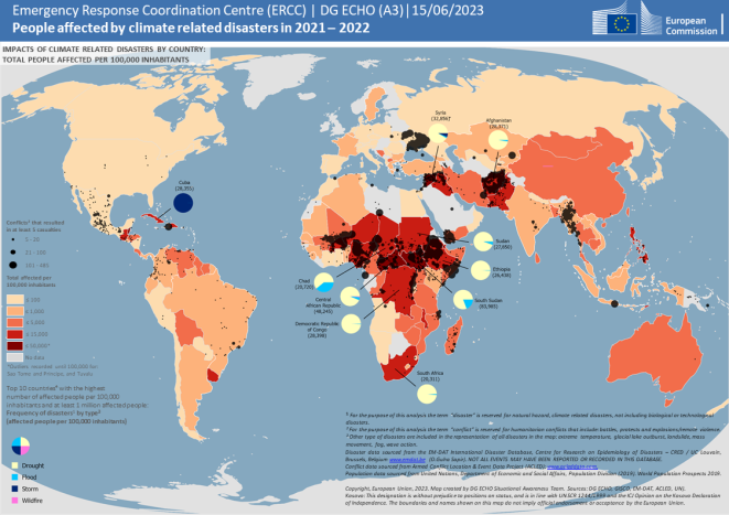 Map showing overview of  global climate disaster risk