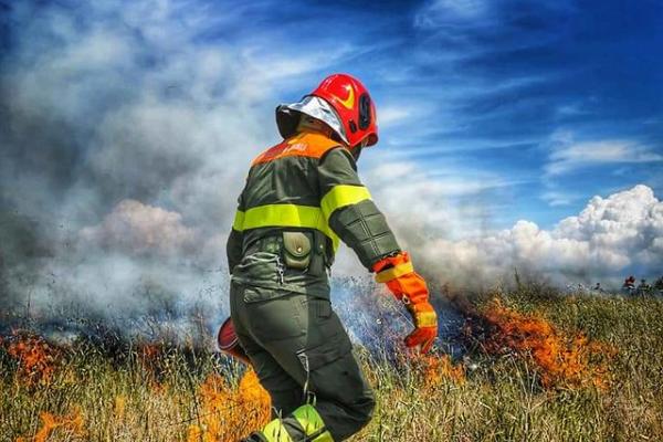 Firefighter during a wildfire