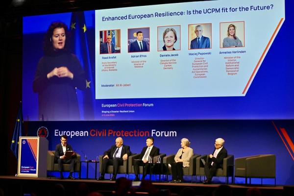 Panelists during the High-level plenary session - Enhanced European Resilience: Are Crisis Management Systems Fit for the Future? 