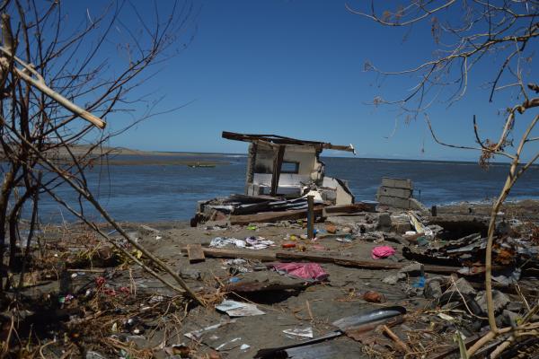 Beach destroyed after a hurricane.