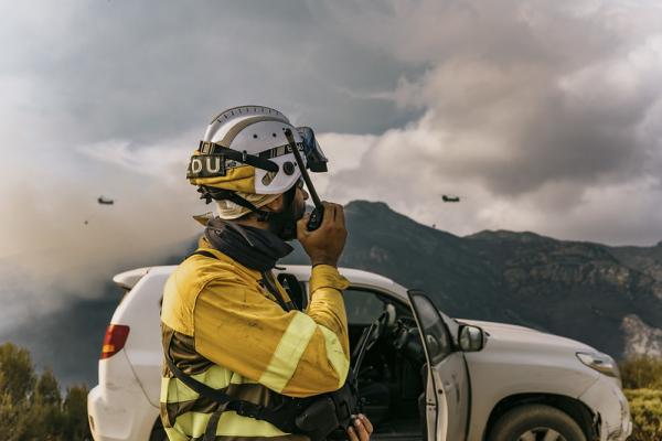 Firefighter during an wildfire in Spain.
