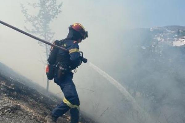 A firefighter during a training exercise.