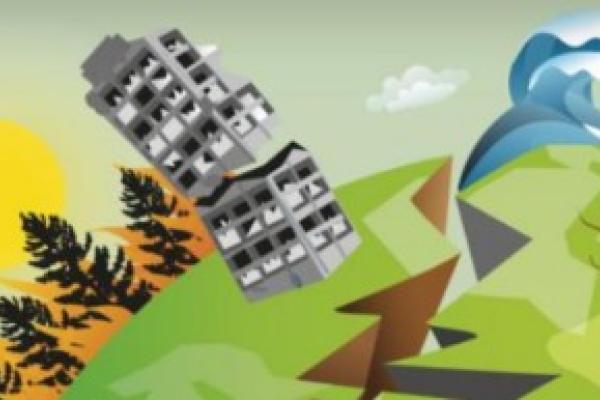 A graphic showcasing a building.