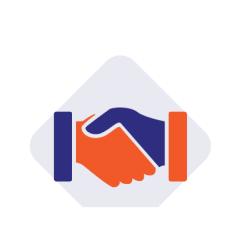 Knowledge Network icon of two hands shaking