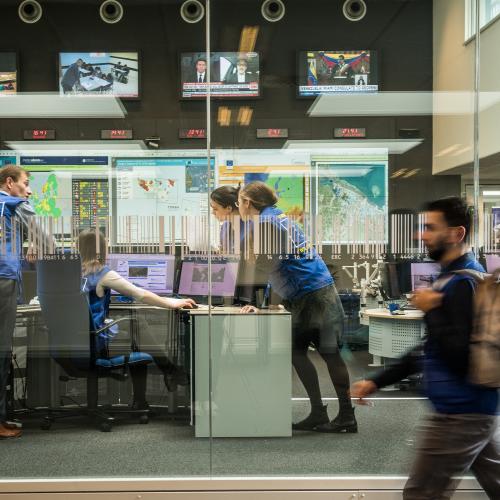 Staff working in the Emergency Response Coordination Centre