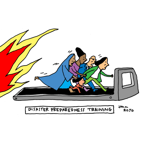 Disaster preparedness training illustration