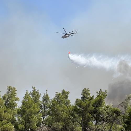Helicopter during one of the biggest rescEU aerial firefighting operation