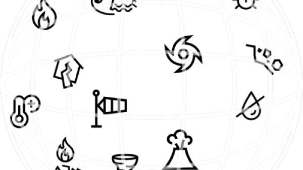 MYRIAD-EU logo for the conference featuring earth with different symbols of hazards