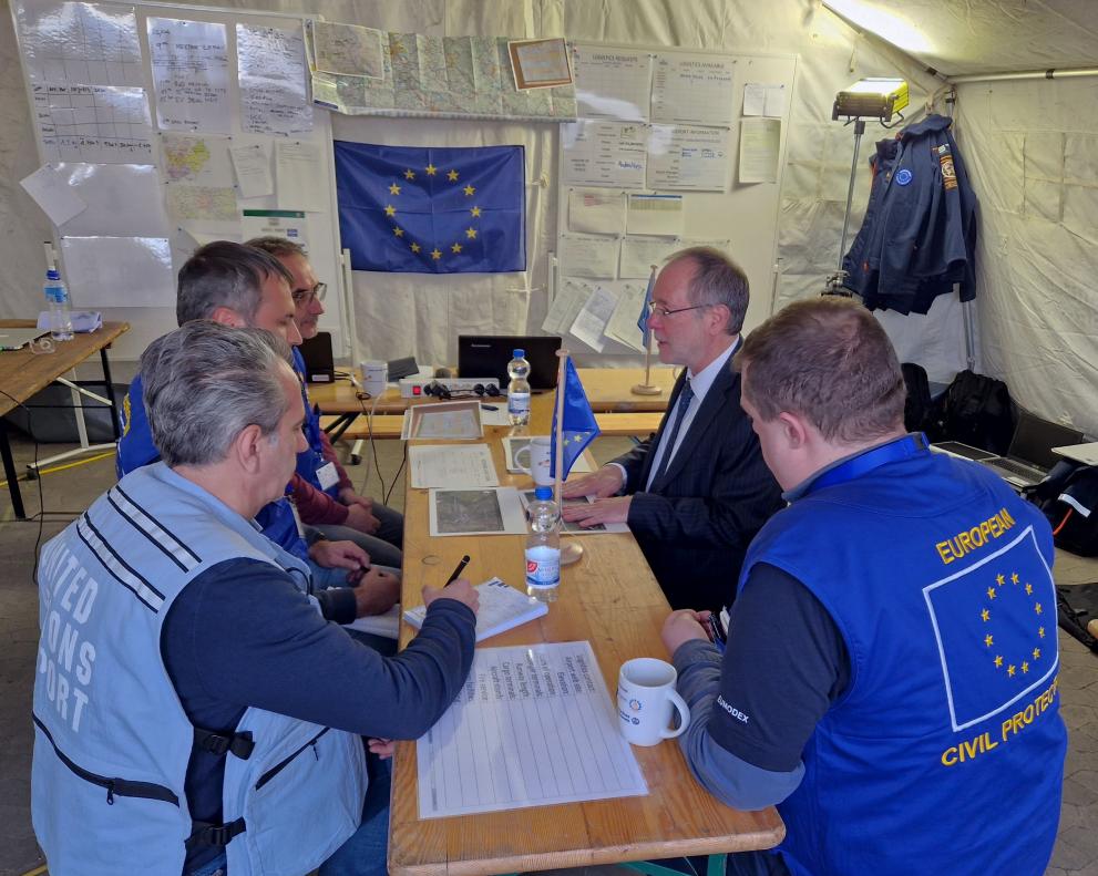 Meeting between the EUCP Team and EU Delegation Ambassador (in role-play).