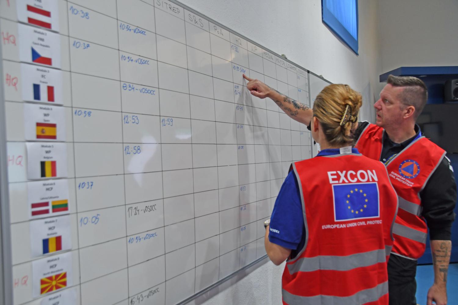 EXCON keeping track of all the injects and events in the exercise.