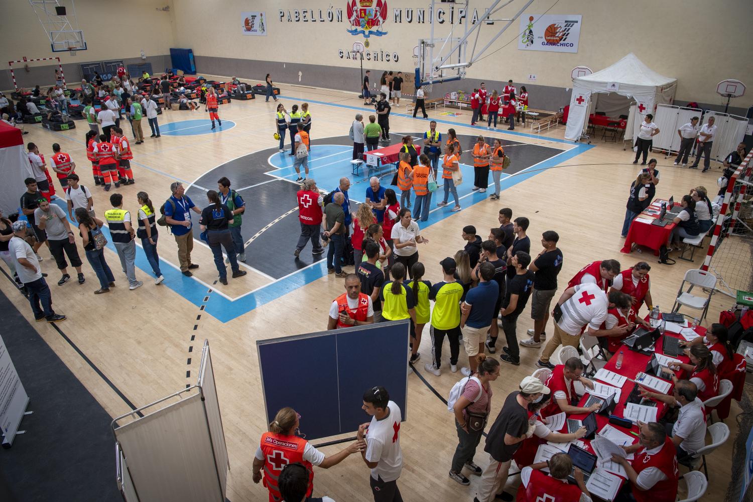 Sport center for evacuation