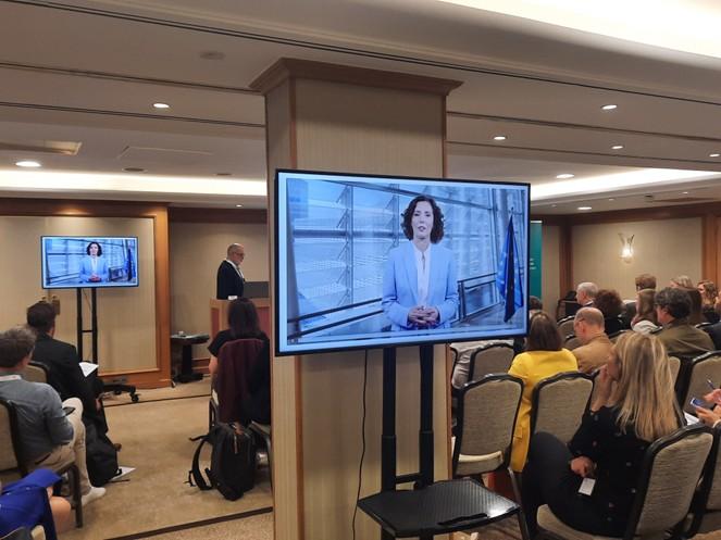 Screens showing the Commissioner’s Lahbib recorded message 