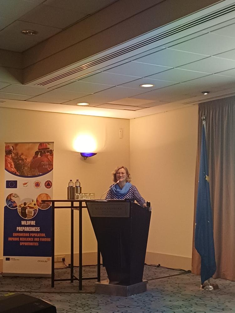 Elsa Pastor presenting FIREPRIME in Cyprus