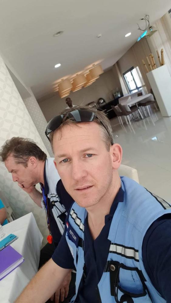 Han Pelster of the Dutch Red Cross on mission in Mozambique in 2019.