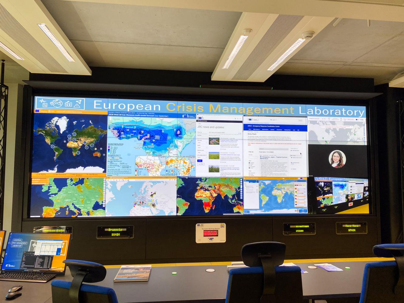 A screen showing The European Crisis Management Laboratory