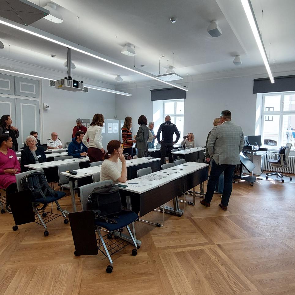 in the classroom for the start of the workshop