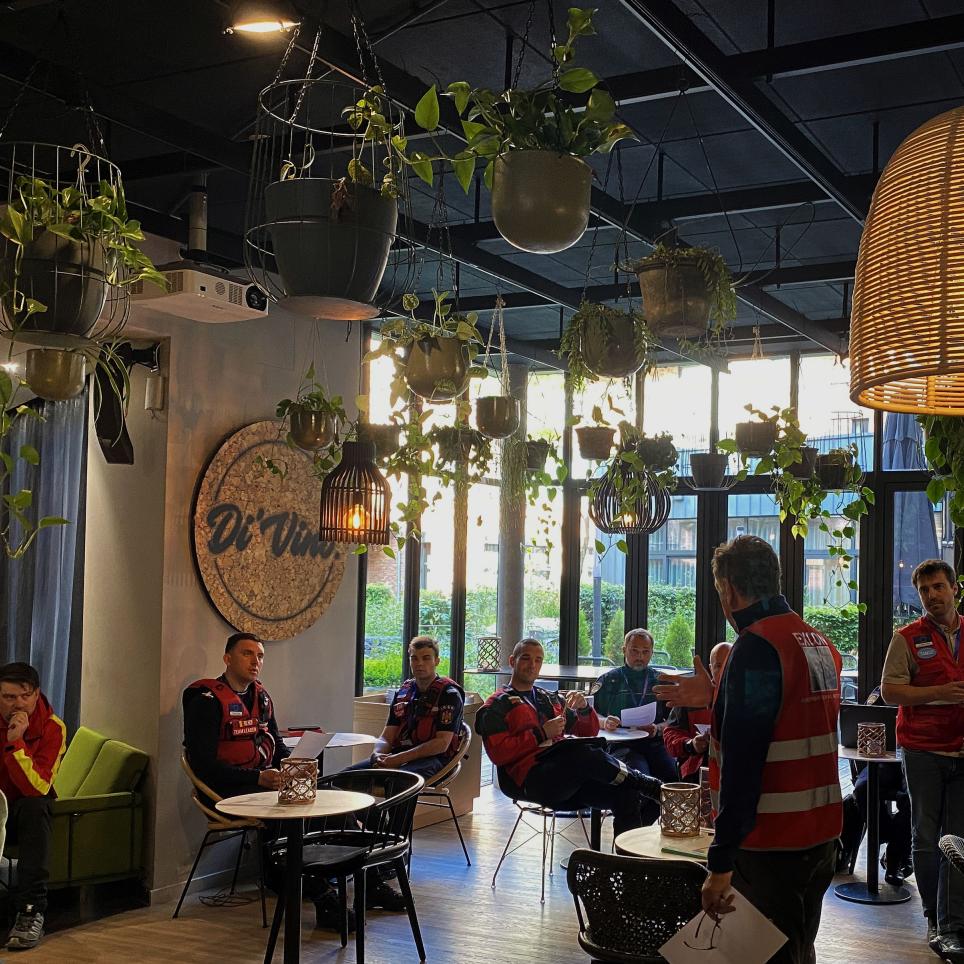 The Modules receive the daily startex briefing from the chief exercise control.