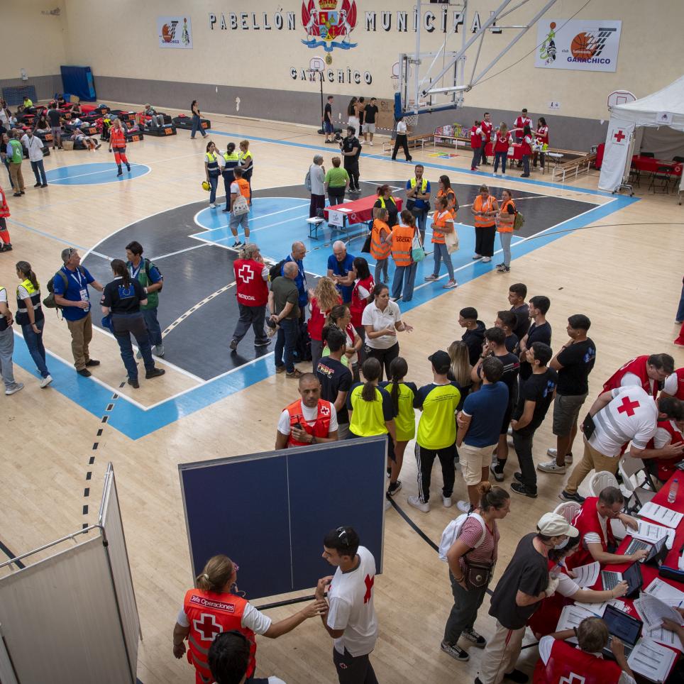 Sport center for evacuation