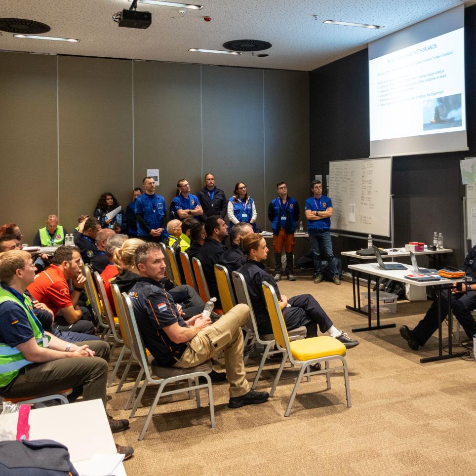 All participants take part in a Team Leaders meeting at the end of the exercise.