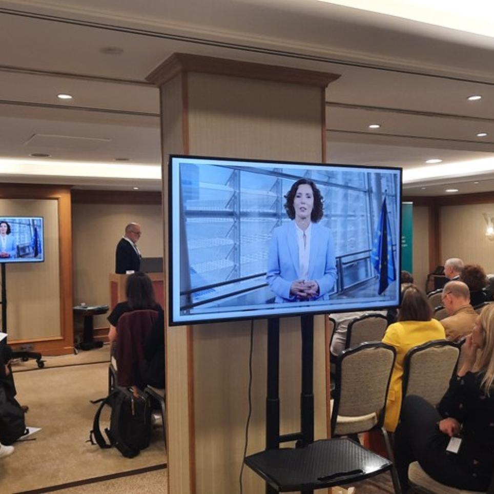 Screens showing the Commissioner’s Lahbib recorded message 