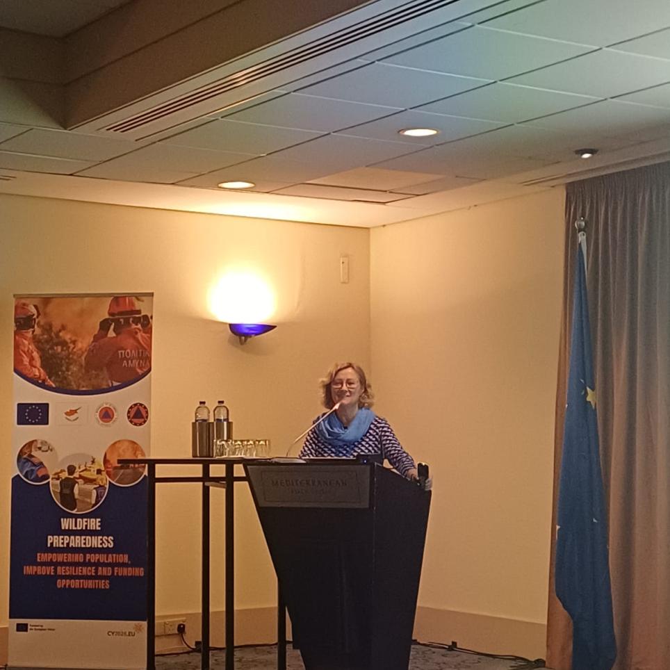 Elsa Pastor presenting FIREPRIME in Cyprus