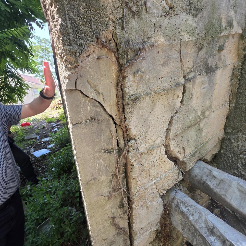 damaged retaining wall