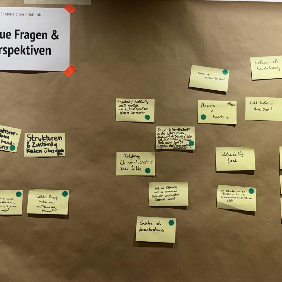 Whiteboard with notes on new questions and perspectives (BBK)