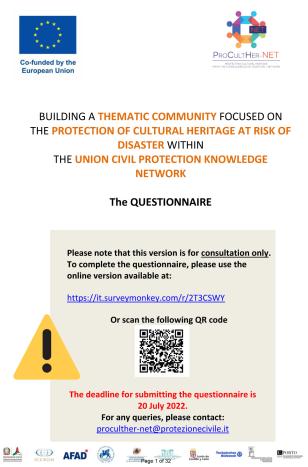 Cover of the consultable version of the Questionnaire