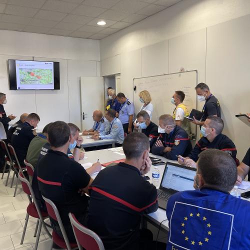 Meeting with the Local Emergency Management Authority during the ModTTX3 in France.