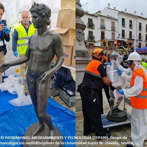 Evacuation of the replica of the Ephebe