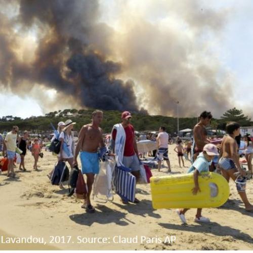 Wildfires impacting tourists, Le Levandou, France
