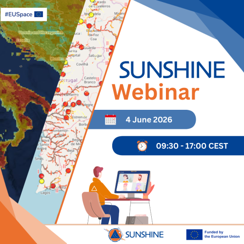 SUNSHINE webinar visual, showing examples of EFFIS and EFAS