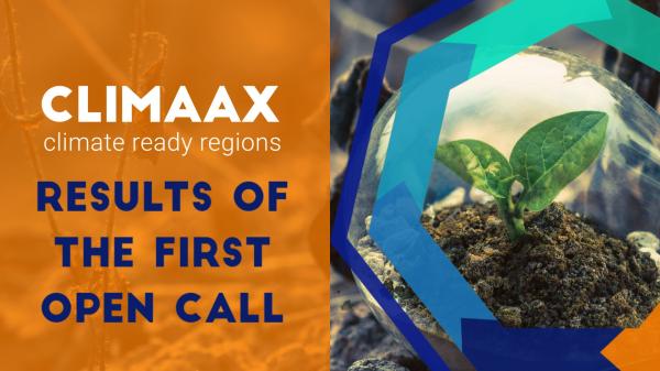 banner of the announcement of the result of the first open call of the CLIMAAX project