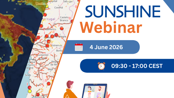 SUNSHINE webinar visual, showing examples of EFFIS and EFAS